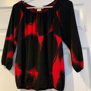 Michael Kors Red Black Blouse